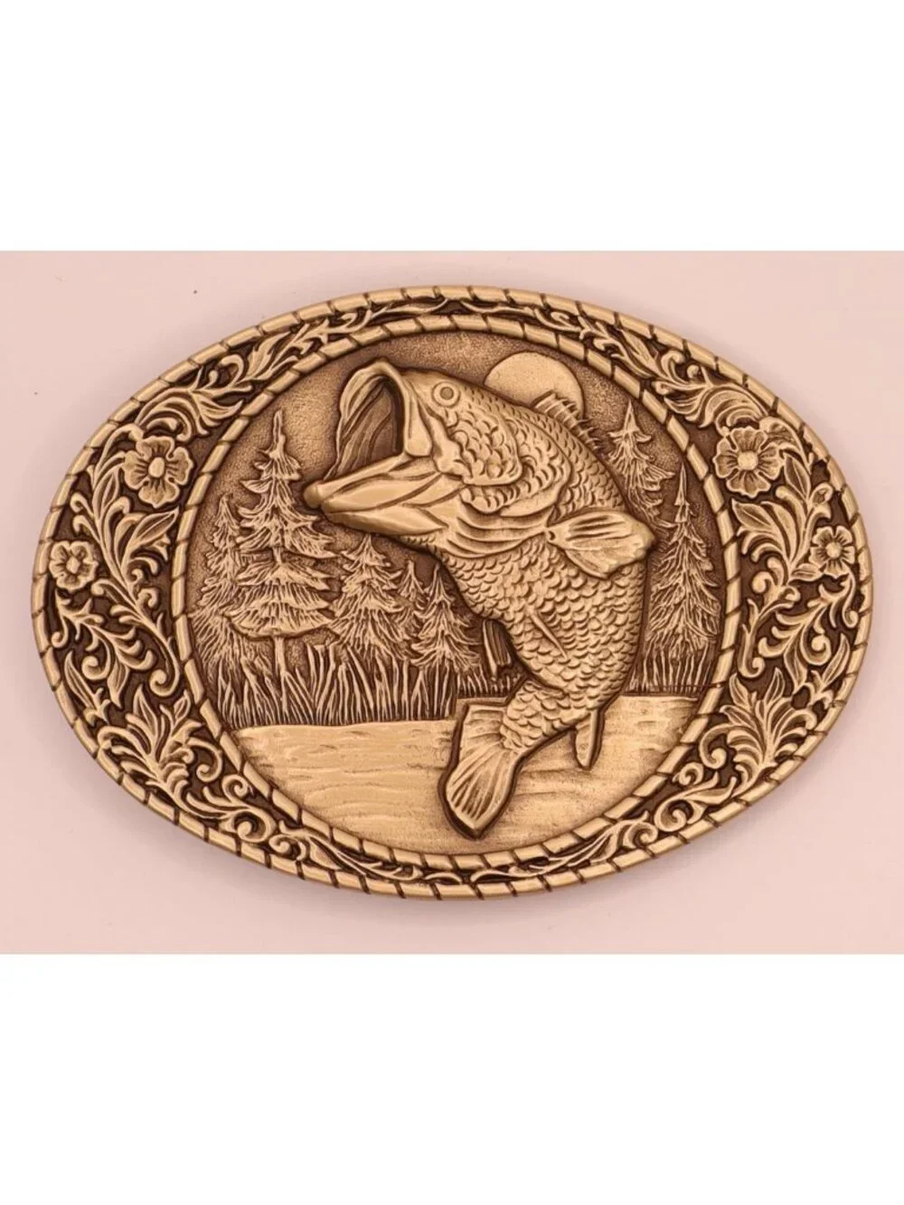 Largemouth Bass Western Frame Brass Buckle - Unique Metal Craft Accessory